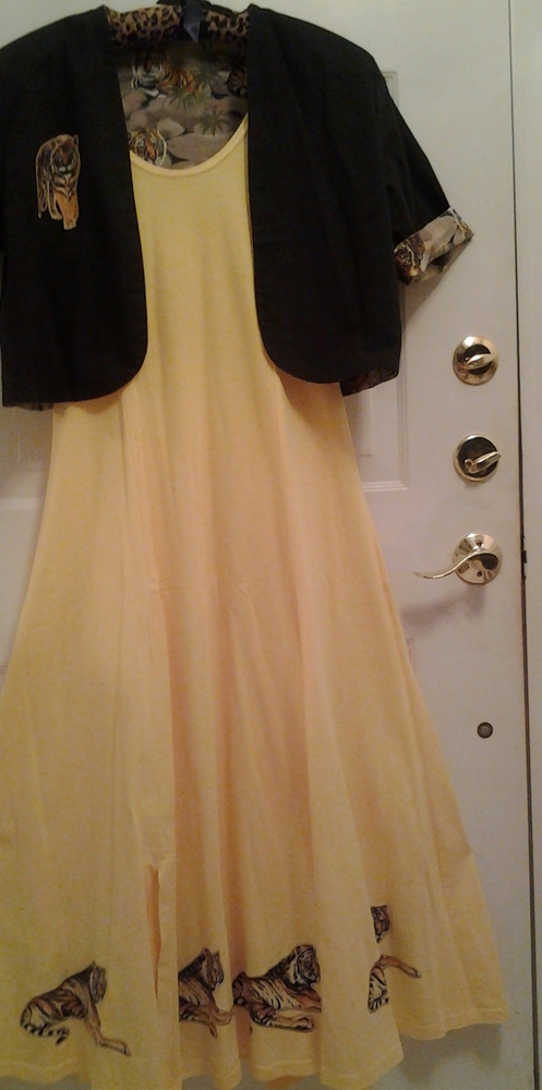 DESIGNER 100% COTTON YELLOW 6 CORD DRESS&BOLERO L